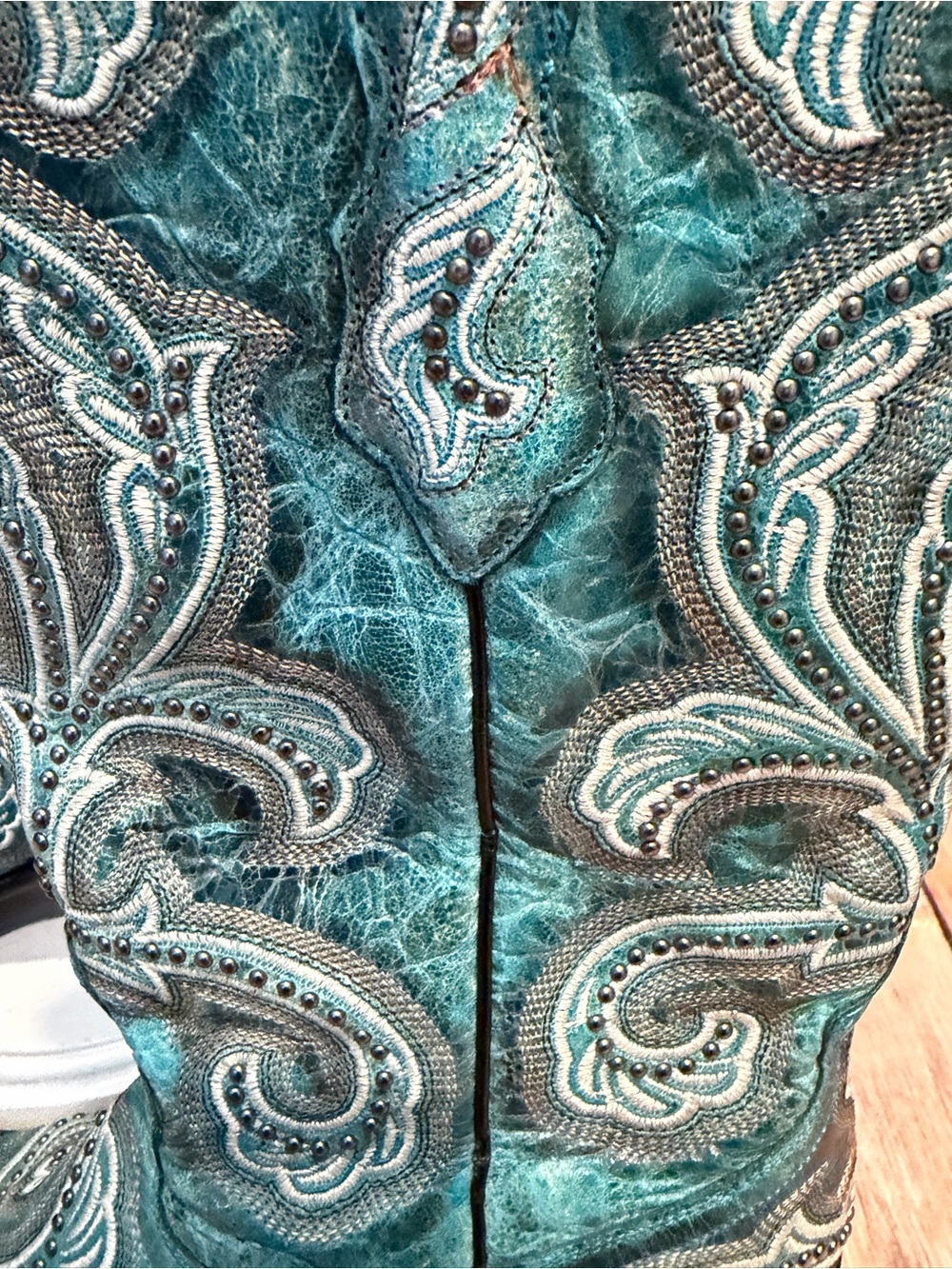 Corral Turquoise Embroidered Western Cowboy Boots - Size 8.5 - Picture 5 of 7